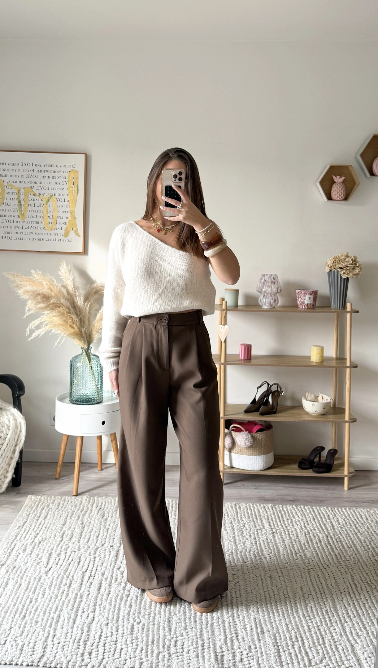 Pantalon à pinces LEANA - Marron