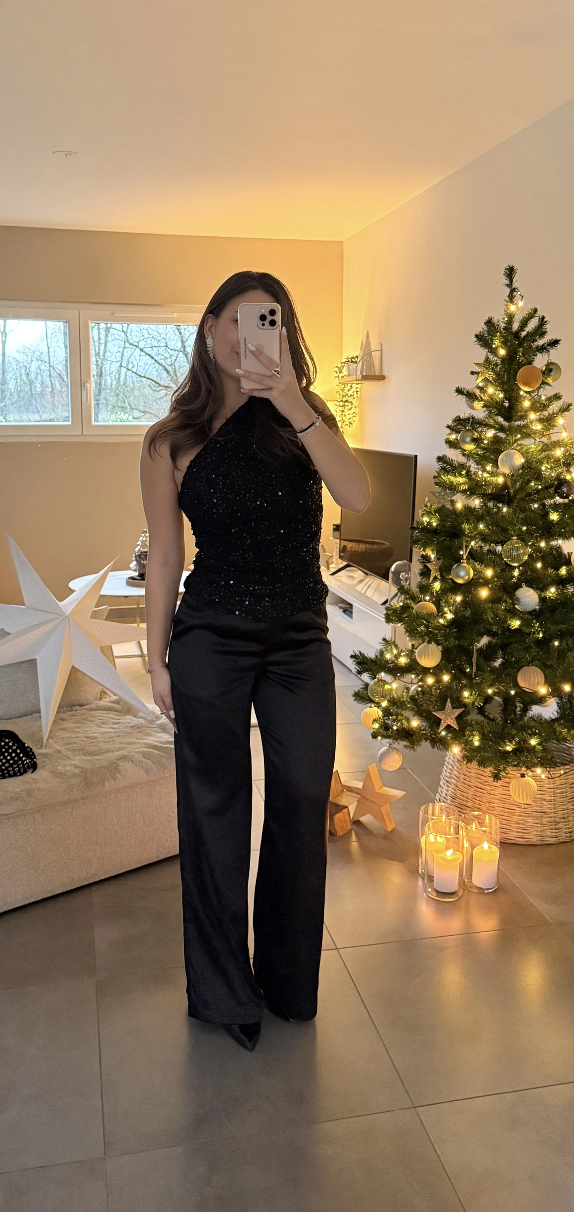 Pantalon en satin NILA - Noir