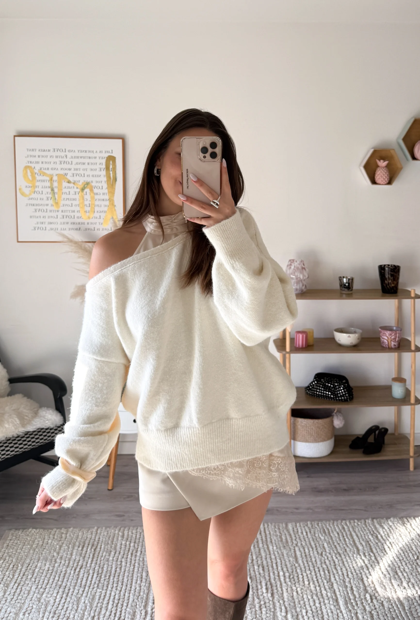 Pull asymétrique ANOUK - Écru